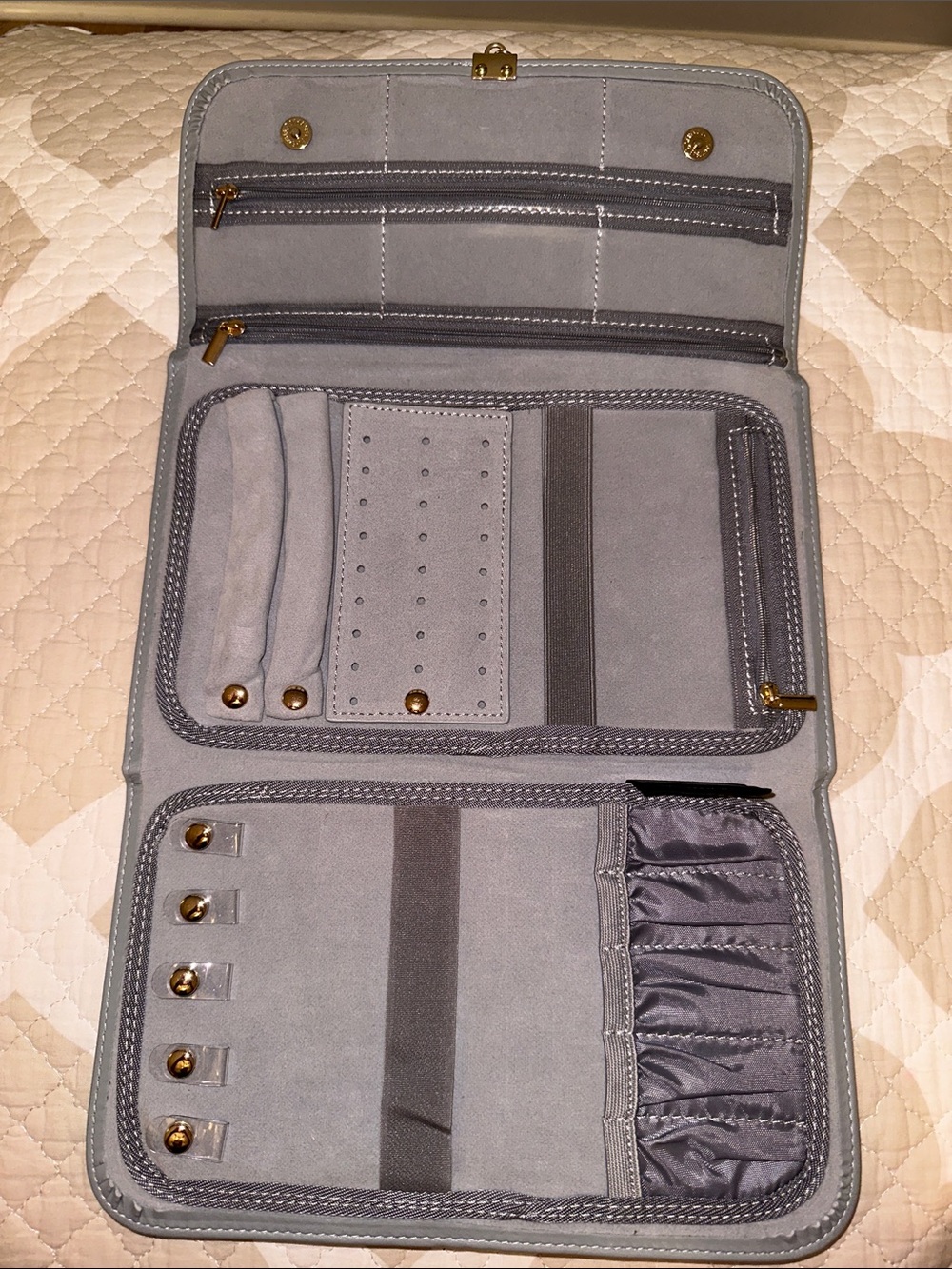 Travel Jewelry Organizer with Gold Hardware